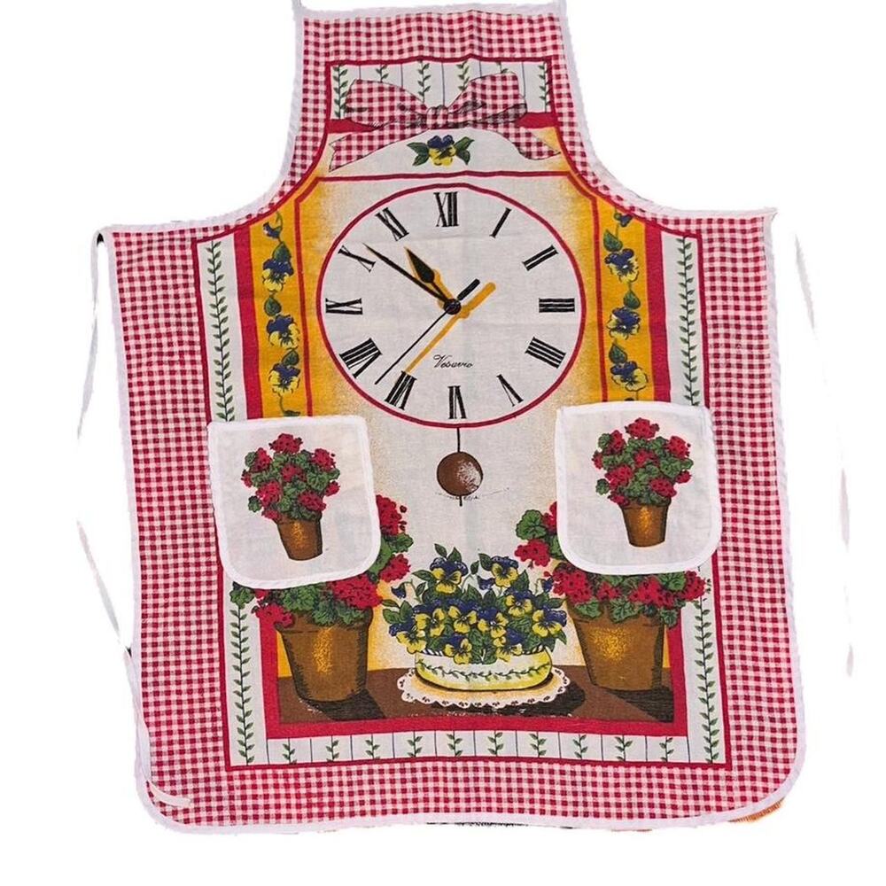 Vintage red and white apron